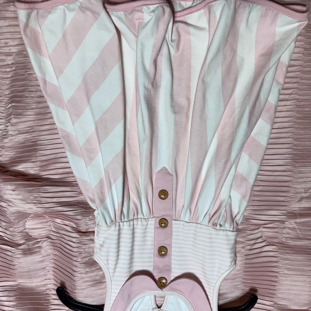 Pink and White Striped Kids One Piece